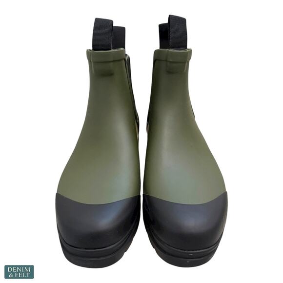 Everlane The Rain Boot Forest Green Black Chunky Chelsea Ankle Rain Boots - Picture 7 of 15